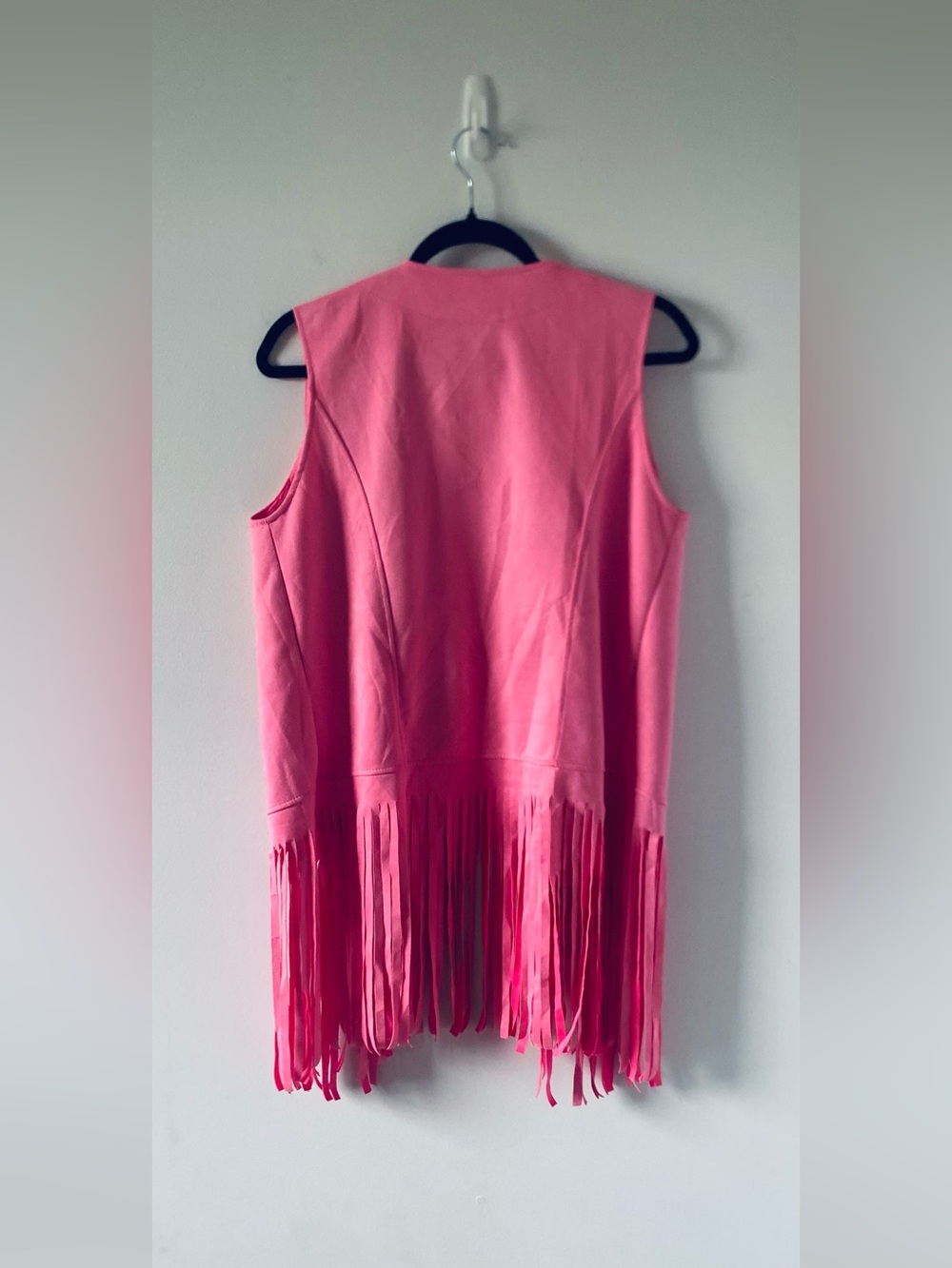 Pink Fringe Open Vest, Boho, Festival, Moto, Coastal Cowgirl, Costume, Western - Picture 5 of 5